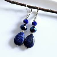 Lapis Lazuli Ohrringe, blaue Edelstein Ohrringe, kleine Ohrringe, Edelstein Ohrringe, Perlenohrringe Bild 1