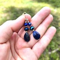 Lapis Lazuli Ohrringe, blaue Edelstein Ohrringe, kleine Ohrringe, Edelstein Ohrringe, Perlenohrringe Bild 4