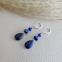 Lapis Lazuli Ohrringe, blaue Edelstein Ohrringe, kleine Ohrringe, Edelstein Ohrringe, Perlenohrringe Bild 6