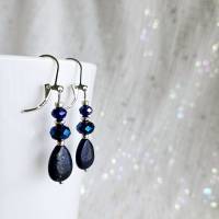 Lapis Lazuli Ohrringe, blaue Edelstein Ohrringe, kleine Ohrringe, Edelstein Ohrringe, Perlenohrringe Bild 9