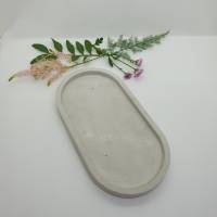Deko Tablett Schale Teller mit 2 Teelichthaltern aus Beton oval Teelichter Bild 4