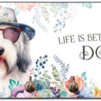 Hundegarderobe LIFE IS BETTER WITH A DOG mit Bobtail Bild 1