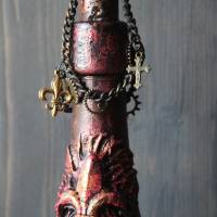 Totenkopf NEWBORN Acrylmalerei auf einer Glasflasche Gothic Steampunk Skull Geschenk für Männer Upcycling Bikergeschenk Bild 5