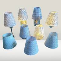 Bestickter Lampenschirm für Weinglas, Glashusse, personalisiert, verschiedene Designmotive, LED-Teelicht, LED-Lichter Bild 1