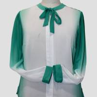 Damen Chiffon Bluse Batik Wollweiß/Grün Bild 1