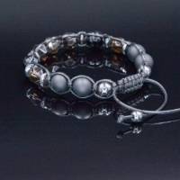 Herren Armband aus Edelsteinen Rauchquarz Onyx Achat Hämatit mit Knotenverschluss, Makramee Armband, 10 mm Bild 5