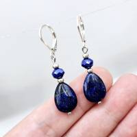 Lapis Lazuli Ohrringe, blaue Edelstein Ohrringe, kleine Ohrringe, Edelstein Ohrringe, Perlenohrringe Bild 3