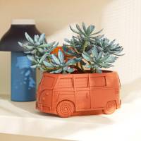 Bulli, Bus, Retro-Car, Home-Deco AWG-170_01, einfarbig Terracotta, Handmade, diverse Farben gemischt, zur Auswahl. Bild 1