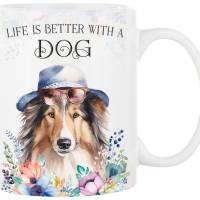 Hunde-Tasse LIFE IS BETTER WITH A DOG mit Collie Bild 1