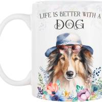 Hunde-Tasse LIFE IS BETTER WITH A DOG mit Collie Bild 2