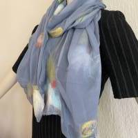 Damenschal aus blau-grauer Seide (Chiffon) und Wolle (Merino), handgefilzt und einmalig, Tuch für den Sommer und Winter Bild 7