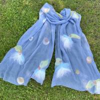 Damenschal aus blau-grauer Seide (Chiffon) und Wolle (Merino), handgefilzt und einmalig, Tuch für den Sommer und Winter Bild 8