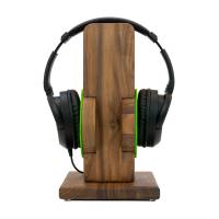 Kopfhörerständer RONDO, handgefertigt aus Massivholz Walnuss mit auswechselbarem Ohrpolsterschutz. Bild 3