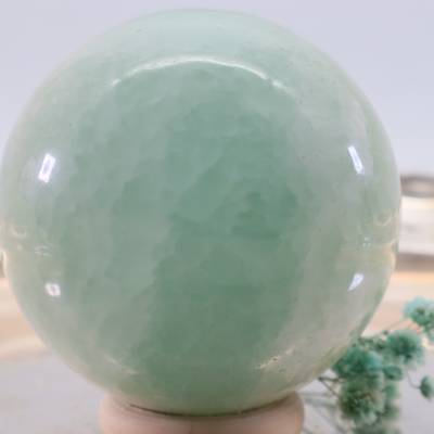 GROSSE Pistazien Calcit Edelsteinkugel 55 mm, Meditation und Heilsteine, glänzende Kugel, Wunderbarer Kristall