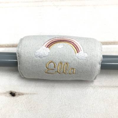 Lenkerschutz, Kinnschutz, mit Namen, mit Regenbogen und Wolken, Lenkerschutz altrosa, Nstyle Fashion