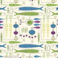 10 Untersetzer für Getränke Fisherman, Glasuntersetzer im Stil der 50er, kulinarisches Design mit Fisch und Gemüse Bild 2
