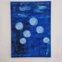 Malerei Abstrakt Acrylgemälde Bild Acrylmalerei Wandbild Handgemalt Unikat Blumen Blau Bild 4