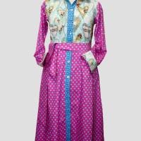 Damen Hemdblusen Kleid  | in Pink und Blau | Bild 1
