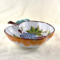 Handbemalte mediterrane Schale aus Keramik mit Traubenmotiv Bild 3