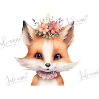 Bügelbild süßes Fuchs Mädchen mit Blumen Bild 1