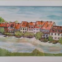 Aquarell, DIN A4 "Bamberg, Klein Venedig", original & signiert Bild 2