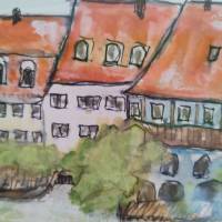 Aquarell, DIN A4 "Bamberg, Klein Venedig", original & signiert Bild 8