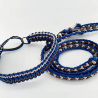 Halsband und Leine im Set, in Wunschfarben, Paracordhalsband, Leine 2m 3-fach verstellbar, Zugstopp Halsband Bild 1