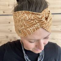 breites Stirnband, elastisches Bandana, Turban Haarband Damen, Wickelhaarband in ocker/gelb Bild 3