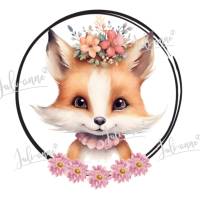 Bügelbild PATCH süßes Fuchs Mädchen mit Blumen Bild 1