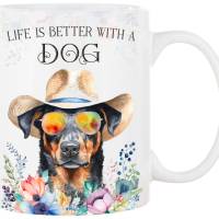 Hunde-Tasse LIFE IS BETTER WITH A DOG mit Beauceron Bild 1
