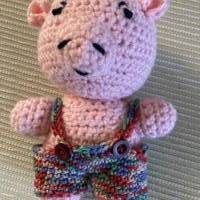 Amigurumi – Rosa Glücksschweinchen mit bunter Hose sucht neue Freunde Bild 1