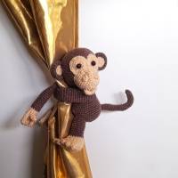 AFFE-TIGER-Gardinen Vorhang Krawatte Raffhalter Baby Kinderzimmer Deko Dschungel Monkey Amigurumi Kuscheltier Bild 5