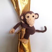 AFFE-TIGER-Gardinen Vorhang Krawatte Raffhalter Baby Kinderzimmer Deko Dschungel Monkey Amigurumi Kuscheltier Bild 6