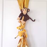 AFFE-TIGER-Gardinen Vorhang Krawatte Raffhalter Baby Kinderzimmer Deko Dschungel Monkey Amigurumi Kuscheltier Bild 8