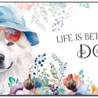 Hundegarderobe LIFE IS BETTER WITH A DOG mit Samojede Bild 1