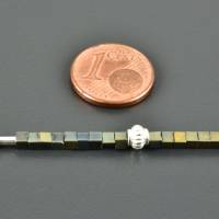 Zarte Halskette aus Hämatit-Würfeln mit 925er Silber - Kette Edelsteine zierlich Hämatitschmuck blau grün gold klein Bild 5
