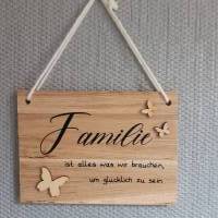 Geschenk zum Einzug/ Holzschild Familie, Schild aus Klötzchen/ Familie/ Zuhause/ Deko/ Dezent Minimaldeko/Mit Bild 2