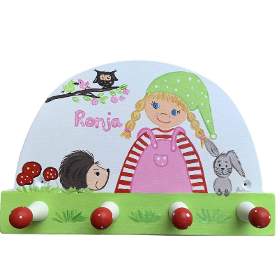 Kindergarderobe Wichtelmädchen – personalisierte Garderobe für das Kinderzimmer Mädchen