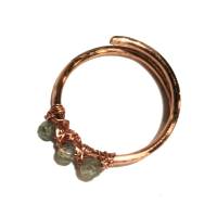Kupfer Ring handgemacht mit Mini Achat khaki grün funkelnd m Bandring wirework gehämmert Bild 3