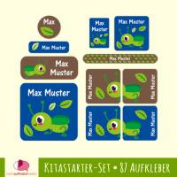 Kitastarter-Set | Grashüpfer - Blätter - 87 teilig, Namensaufkleber, Textilaufkleber, Schuhaufkleber Bild 1