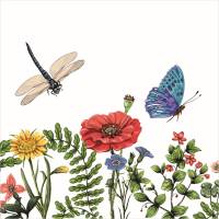 10 Untersetzer für Getränke Sommerwiese, Glasuntersetzer mit Blumen, Libellen und Schmetterlinge Bild 1