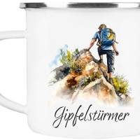 Emaille Tasse GIPFELSTÜRMER - Watercolor Motiv 3, Outdoorbecher, Geschenk für Bergsteiger, Kletterer Bild 3