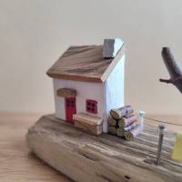 Irish Cottage auf Treibholz, Miniatur, Irland, Handmade! Holzdeko, Miniatur Holz Deko, rustikales Cottage Bild 3