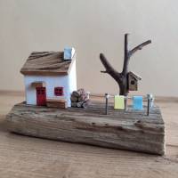 Irish Cottage auf Treibholz, Miniatur, Irland, Handmade! Holzdeko, Miniatur Holz Deko, rustikales Cottage Bild 5