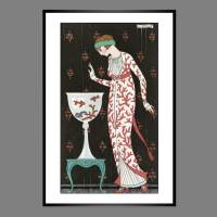 Mode Fashion Illustration 1913 Hauskleid Paris  KUNSTDRUCK Poster - Modemagazin Vintage Art - Shabby - Wanddeko Bild 1
