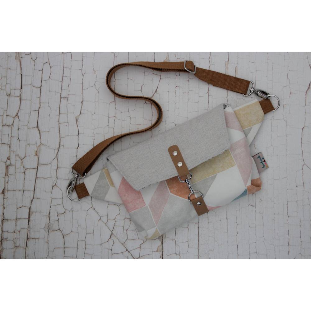 Crossbody-Tasche Canvas Stoff gemustert