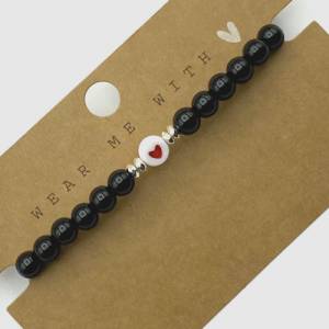 Perlenarmband Farbe schwarz mit Herz - für Sie und Ihn, Buchstabenarmband, Personalisierbar Bild 3