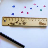 Holzlineal 15cm für Kinder mit Namen | Süßes Lineal aus Holz für die Schultüte | Geschenke zur Einschulung Bild 6