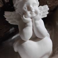 Engel mit Herz weiß handgemacht Vintage Deko Bild 1