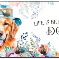 Hundegarderobe LIFE IS BETTER WITH A DOG mit Golden Retriever Bild 1